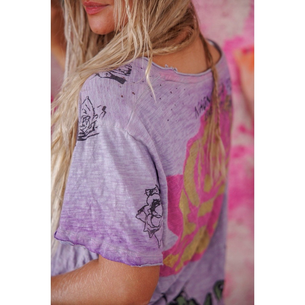 NWT Magnolia Pearl Purple Mermaid Love Letters Tee Hand Distressed One Size OSFM - Picture 7 of 16